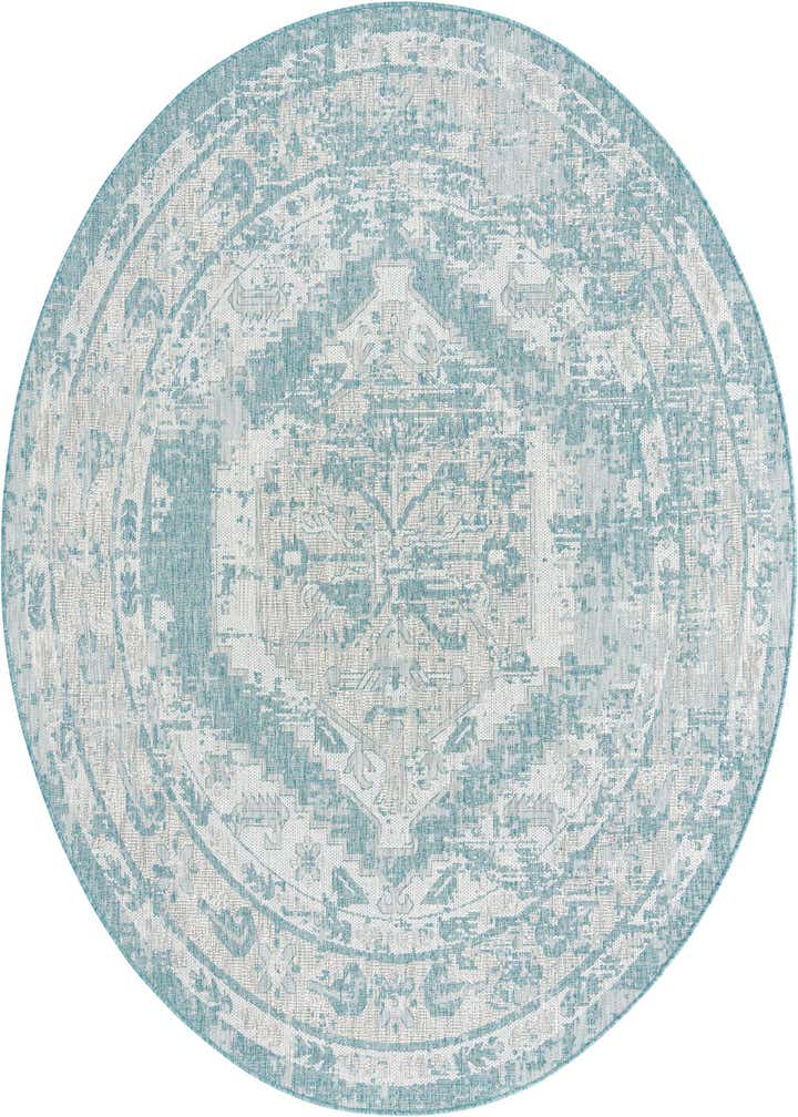 7' 10 x 7' 10 Easy-Clean Traditional Indoor / Outdoor Round Rug