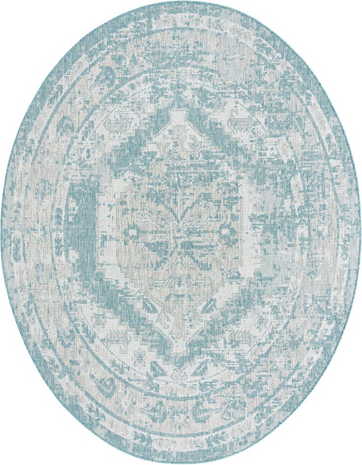 Detail image of 7' 10 x 7' 10 Easy-Clean Traditional Indoor / Outdoor Round Rug