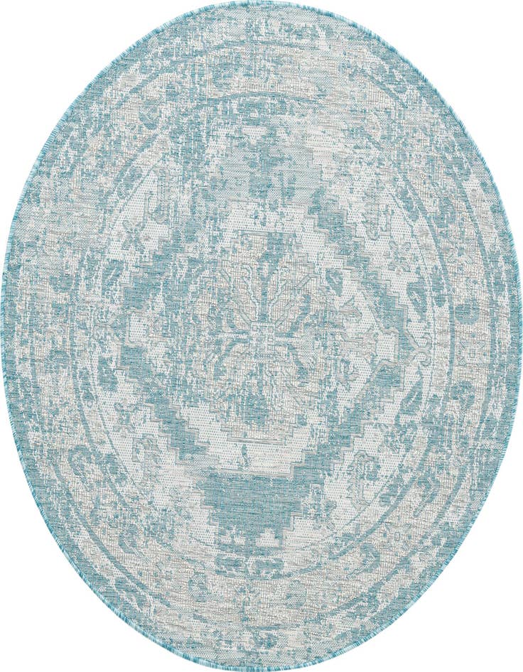 Detail image of 5' 3 x 5' 3 Easy-Clean Traditional Indoor / Outdoor Round Rug