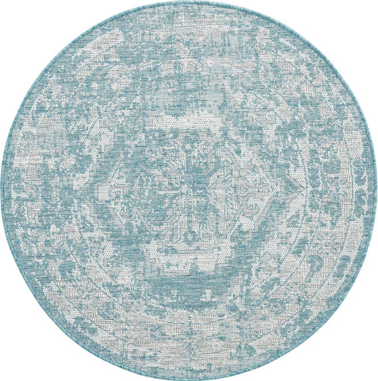 Detail image of 4' x 4' Easy-Clean Traditional Indoor / Outdoor Round Rug