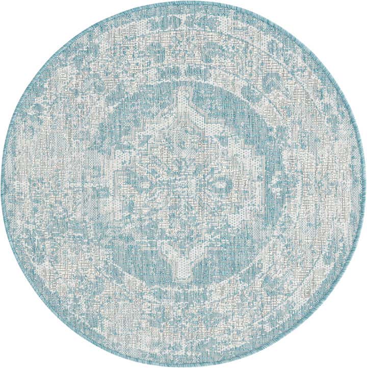 3' x 3' Easy-Clean Traditional Indoor / Outdoor Round Rug