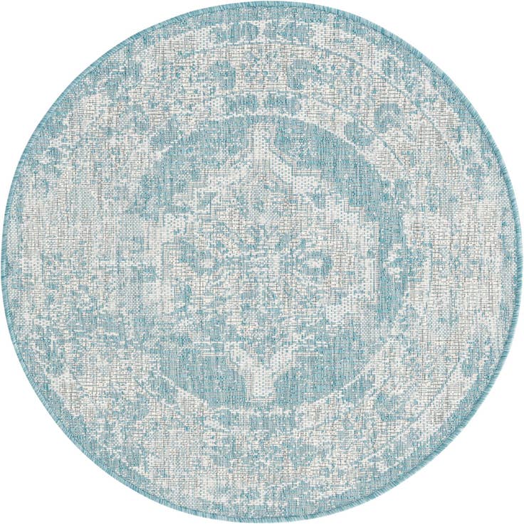 Detail image of 3' x 3' Easy-Clean Traditional Indoor / Outdoor Round Rug