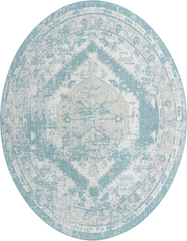 Detail image of 13' x 13' Easy-Clean Traditional Indoor / Outdoor Round Rug