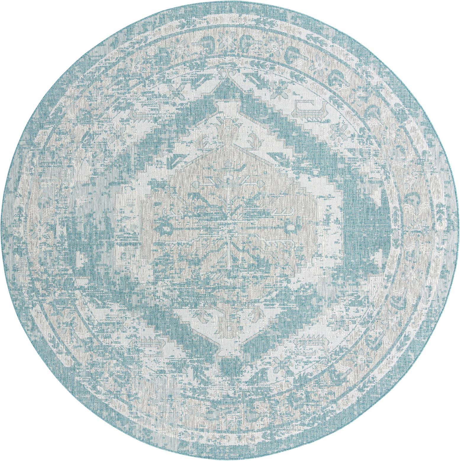 13' x 13' Easy-Clean Traditional Indoor / Outdoor Round Rug
