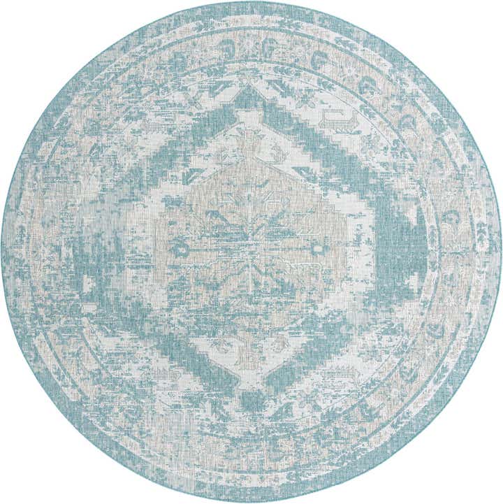 13' x 13' Easy-Clean Traditional Indoor / Outdoor Round Rug