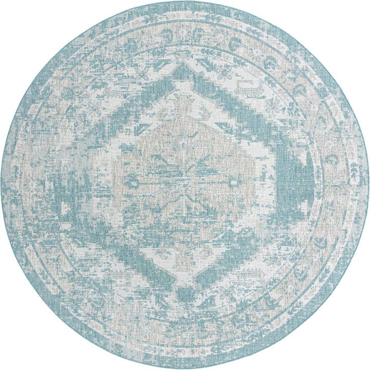 Detail image of 13' x 13' Easy-Clean Traditional Indoor / Outdoor Round Rug