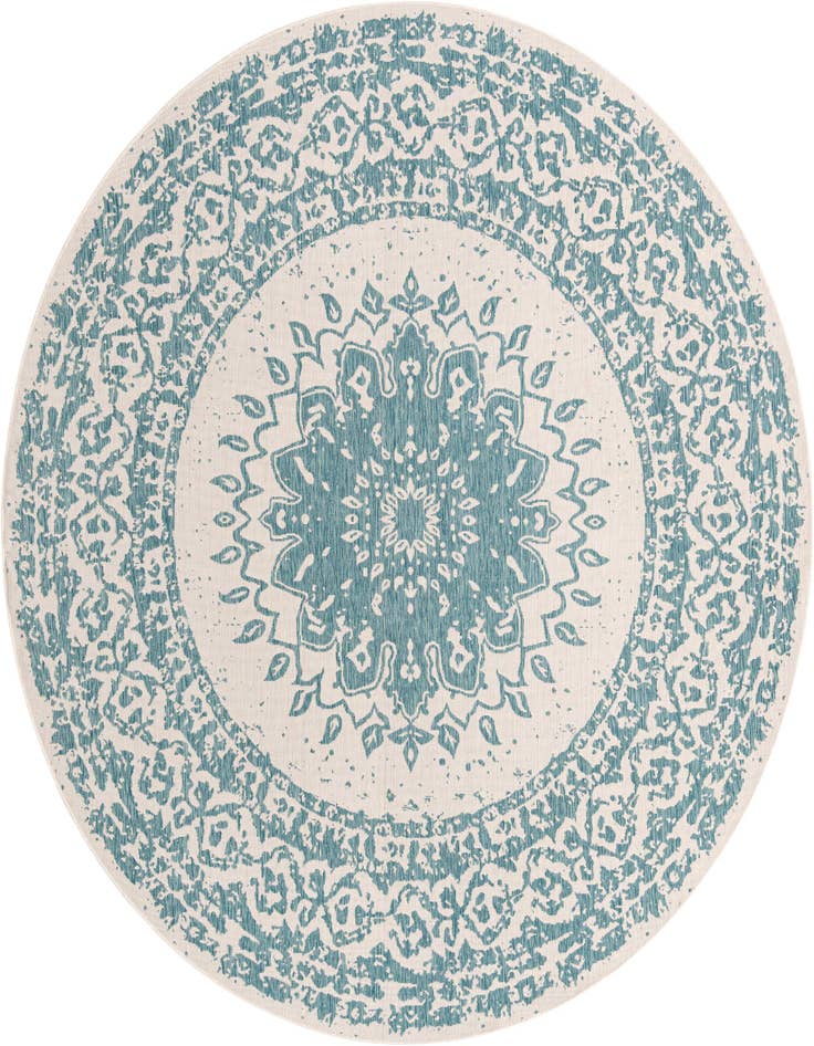 Detail image of 10' x 10' Easy-Clean Traditional Indoor / Outdoor Round Rug