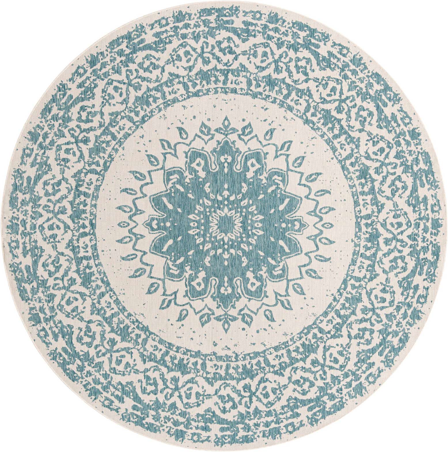 10' x 10' Easy-Clean Traditional Indoor / Outdoor Round Rug
