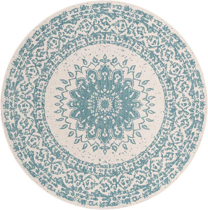 10' x 10' Easy-Clean Traditional Indoor / Outdoor Round Rug