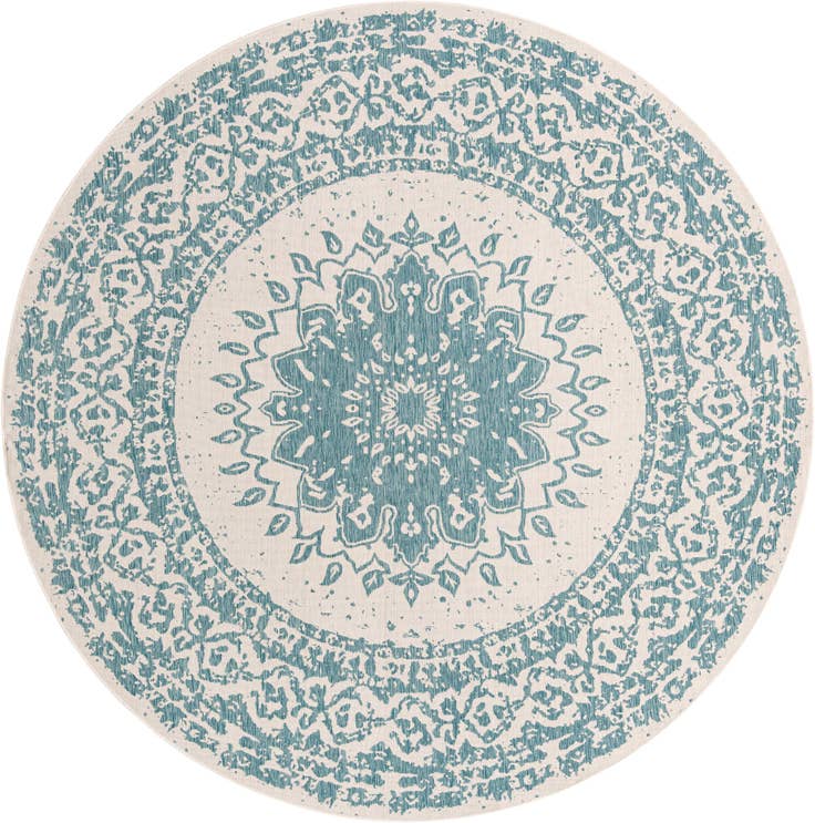 Detail image of 10' x 10' Easy-Clean Traditional Indoor / Outdoor Round Rug