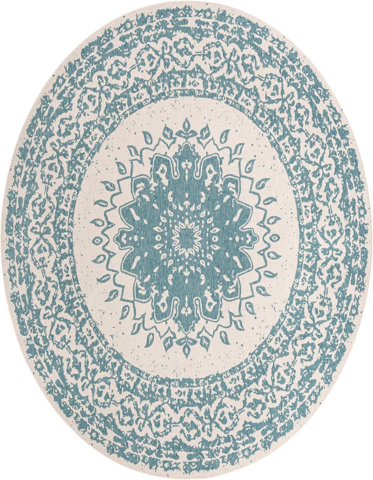 Detail image of 12' x 12' Easy-Clean Traditional Indoor / Outdoor Round Rug