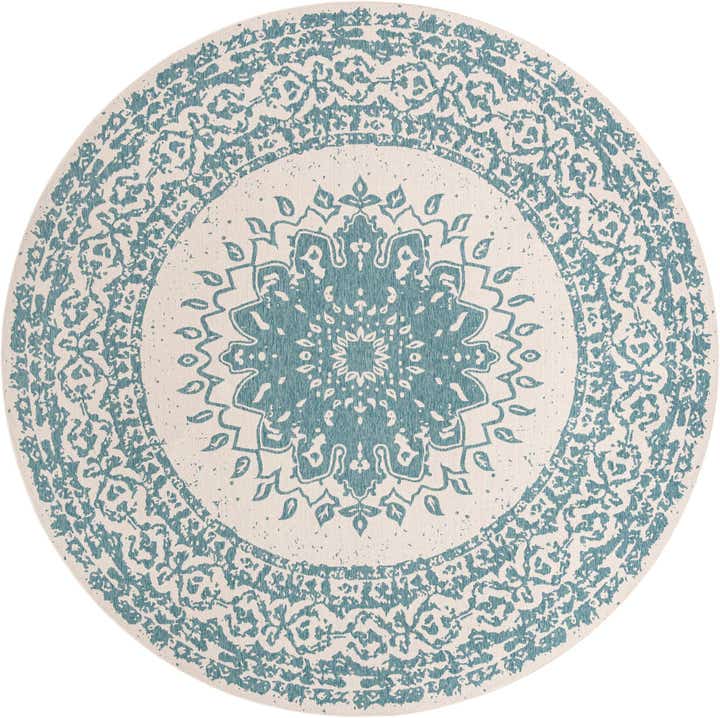 12' x 12' Easy-Clean Traditional Indoor / Outdoor Round Rug