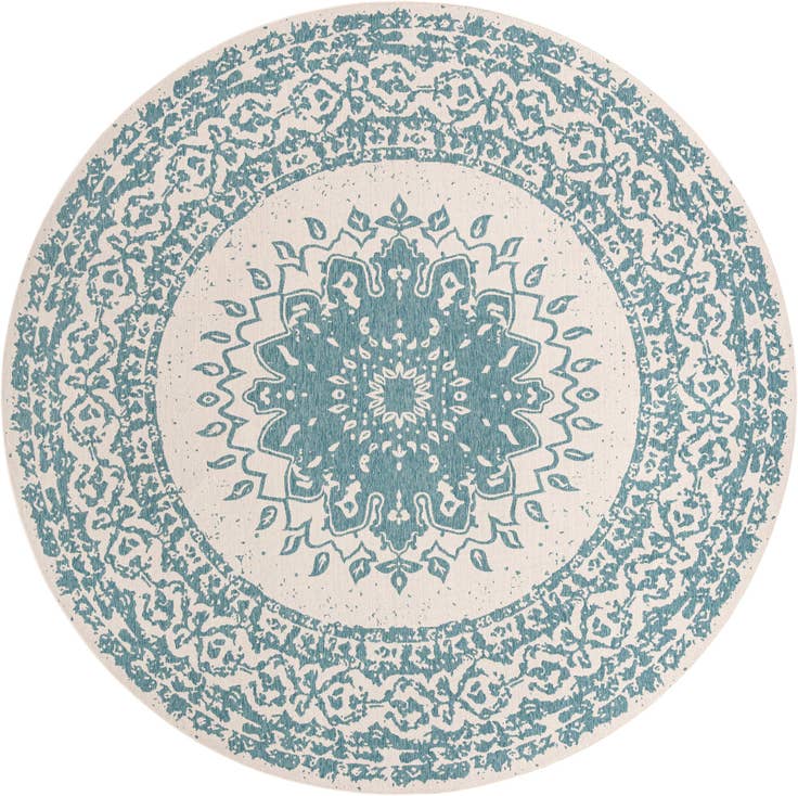 Detail image of 12' x 12' Easy-Clean Traditional Indoor / Outdoor Round Rug