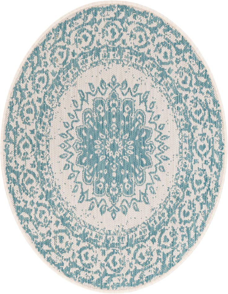 Detail image of 3' x 3' Easy-Clean Traditional Indoor / Outdoor Round Rug