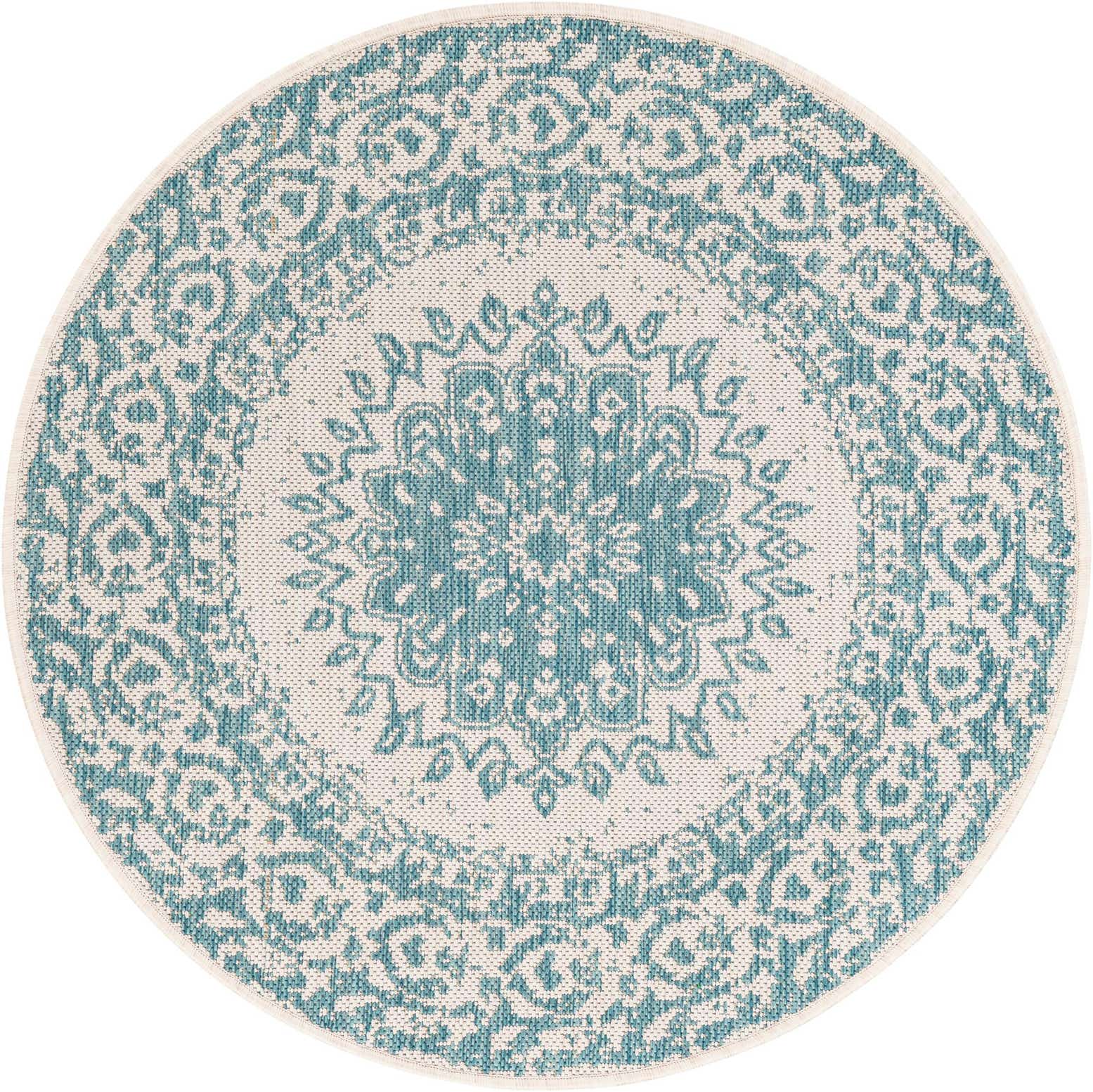 3' x 3' Easy-Clean Traditional Indoor / Outdoor Round Rug