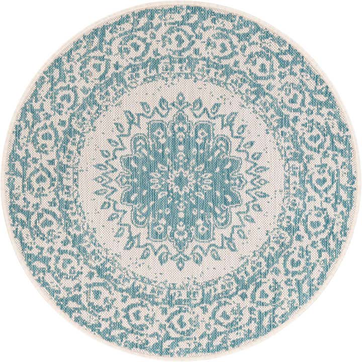 3' x 3' Easy-Clean Traditional Indoor / Outdoor Round Rug