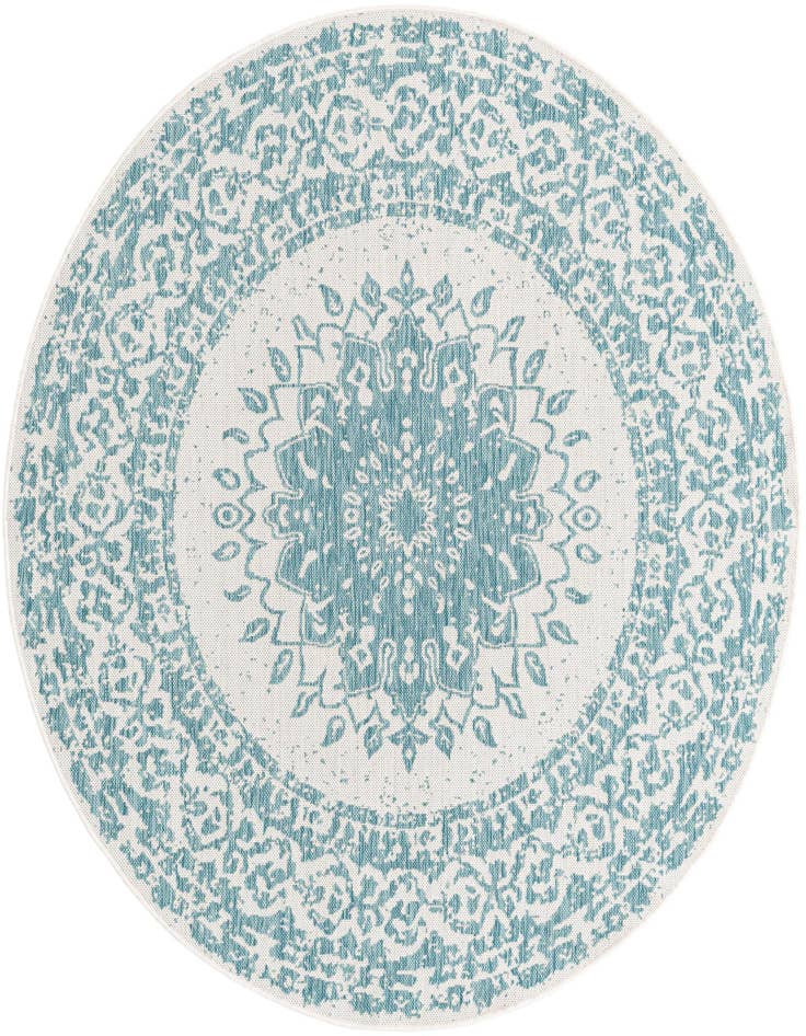 Detail image of 6' x 6' Easy-Clean Traditional Indoor / Outdoor Round Rug