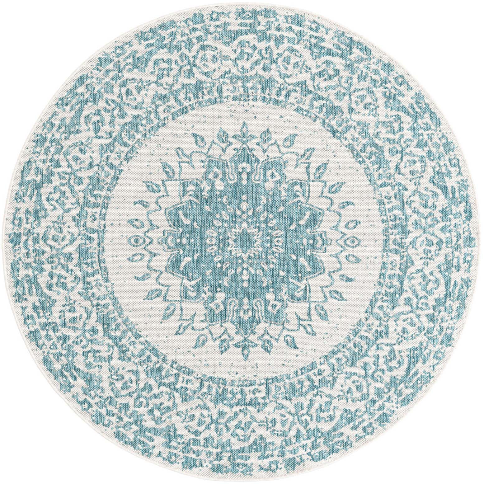 6' x 6' Easy-Clean Traditional Indoor / Outdoor Round Rug