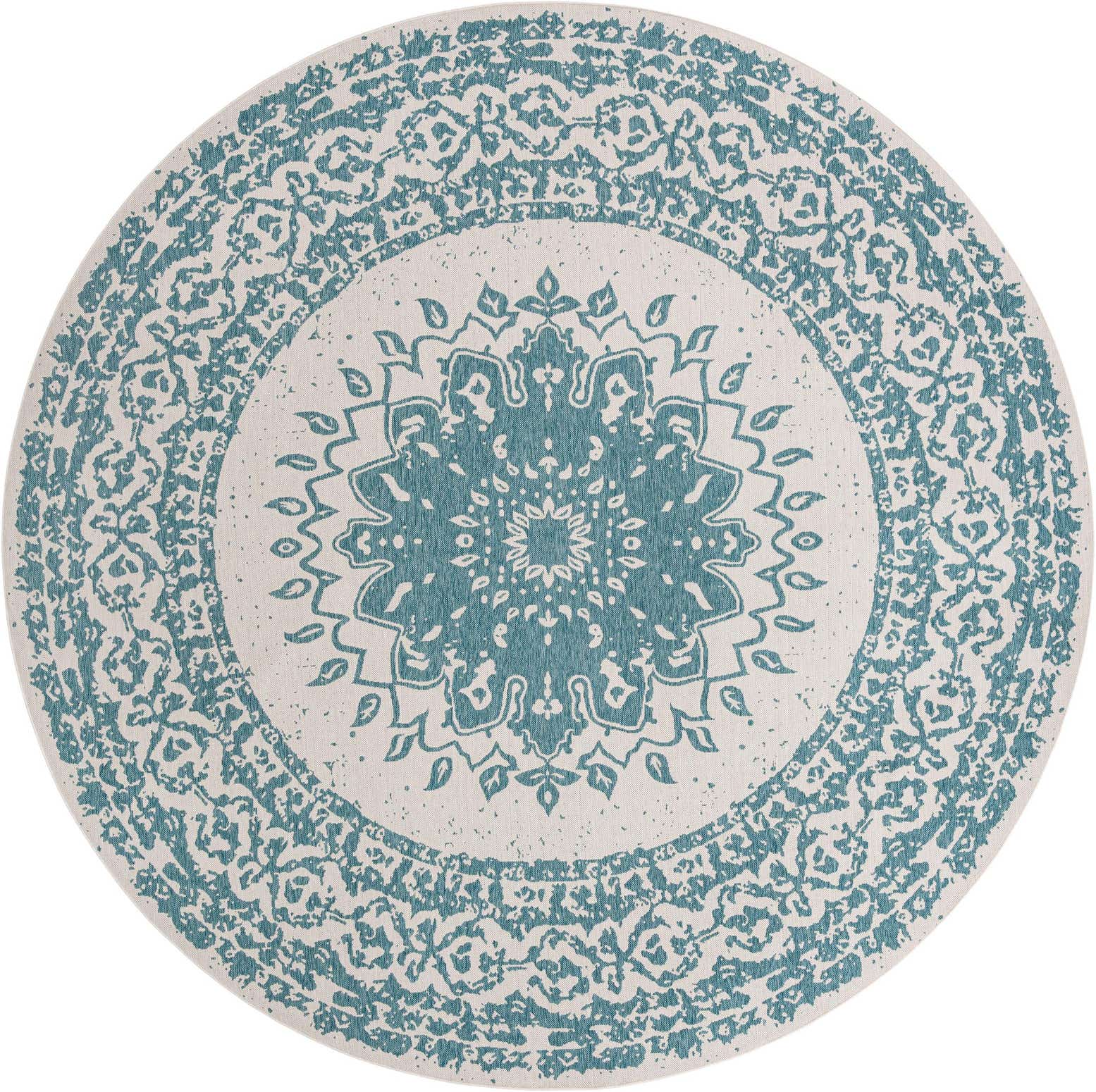 13' x 13' Easy-Clean Traditional Indoor / Outdoor Round Rug
