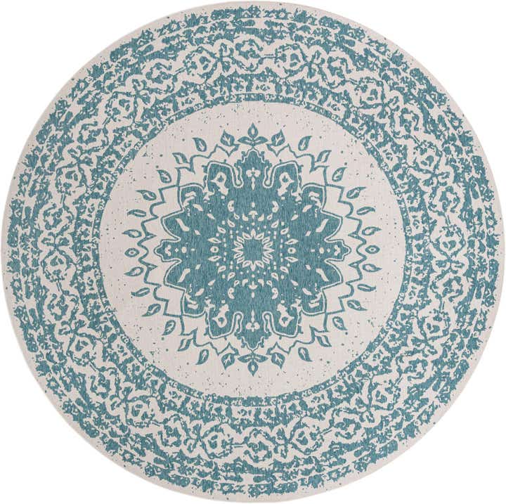 13' x 13' Easy-Clean Traditional Indoor / Outdoor Round Rug