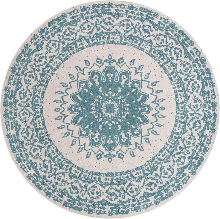 Detail image of 13' x 13' Easy-Clean Traditional Indoor / Outdoor Round Rug