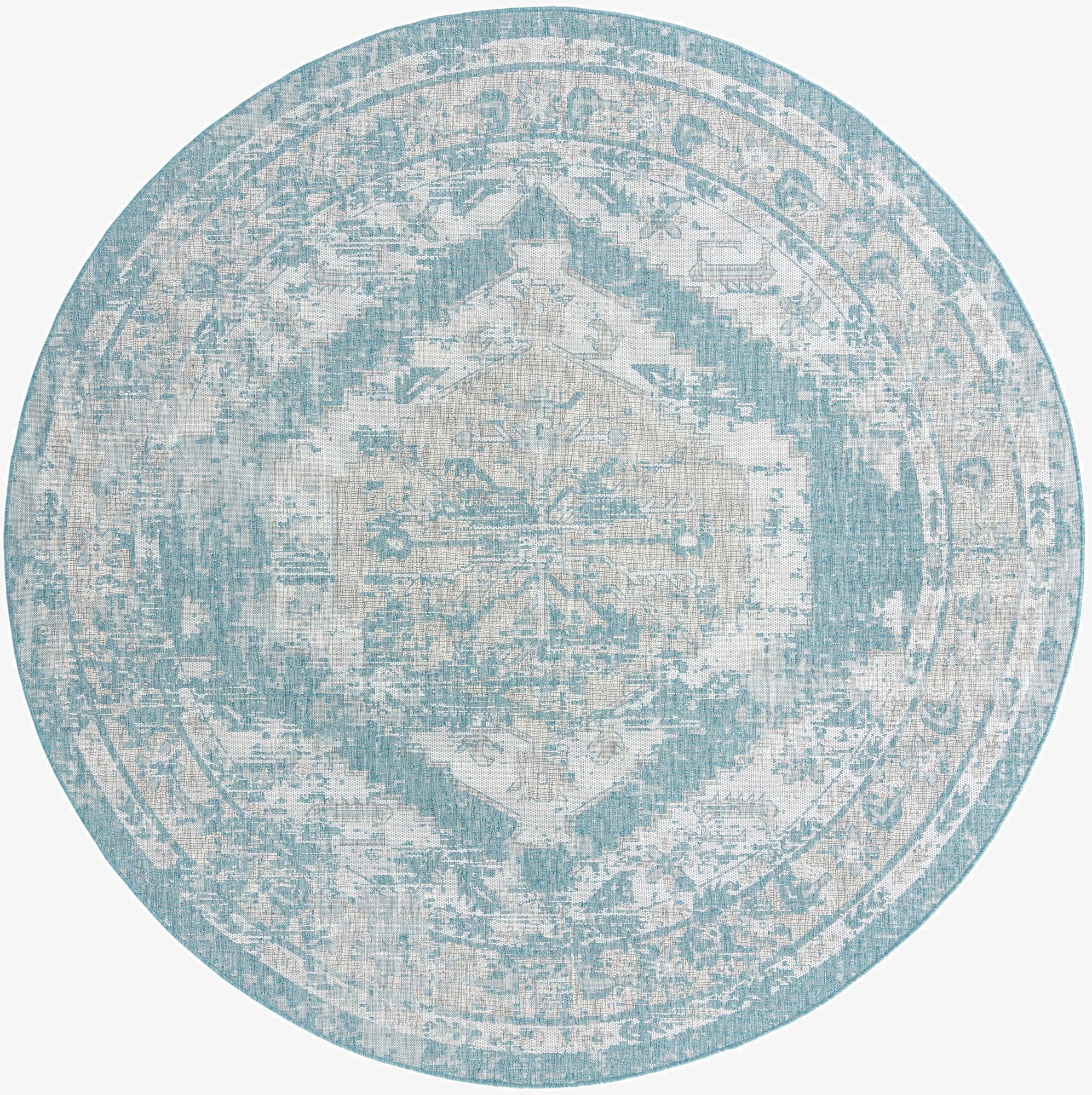 13' x 13'  Washable Traditional Indoor / Outdoor Round Rug
