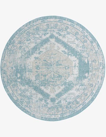 13' x 13' Easy-Clean Traditional Indoor / Outdoor Round Rug