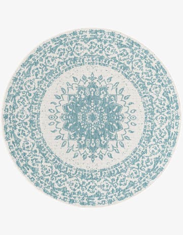 6' x 6' Easy-Clean Traditional Indoor / Outdoor Round Rug