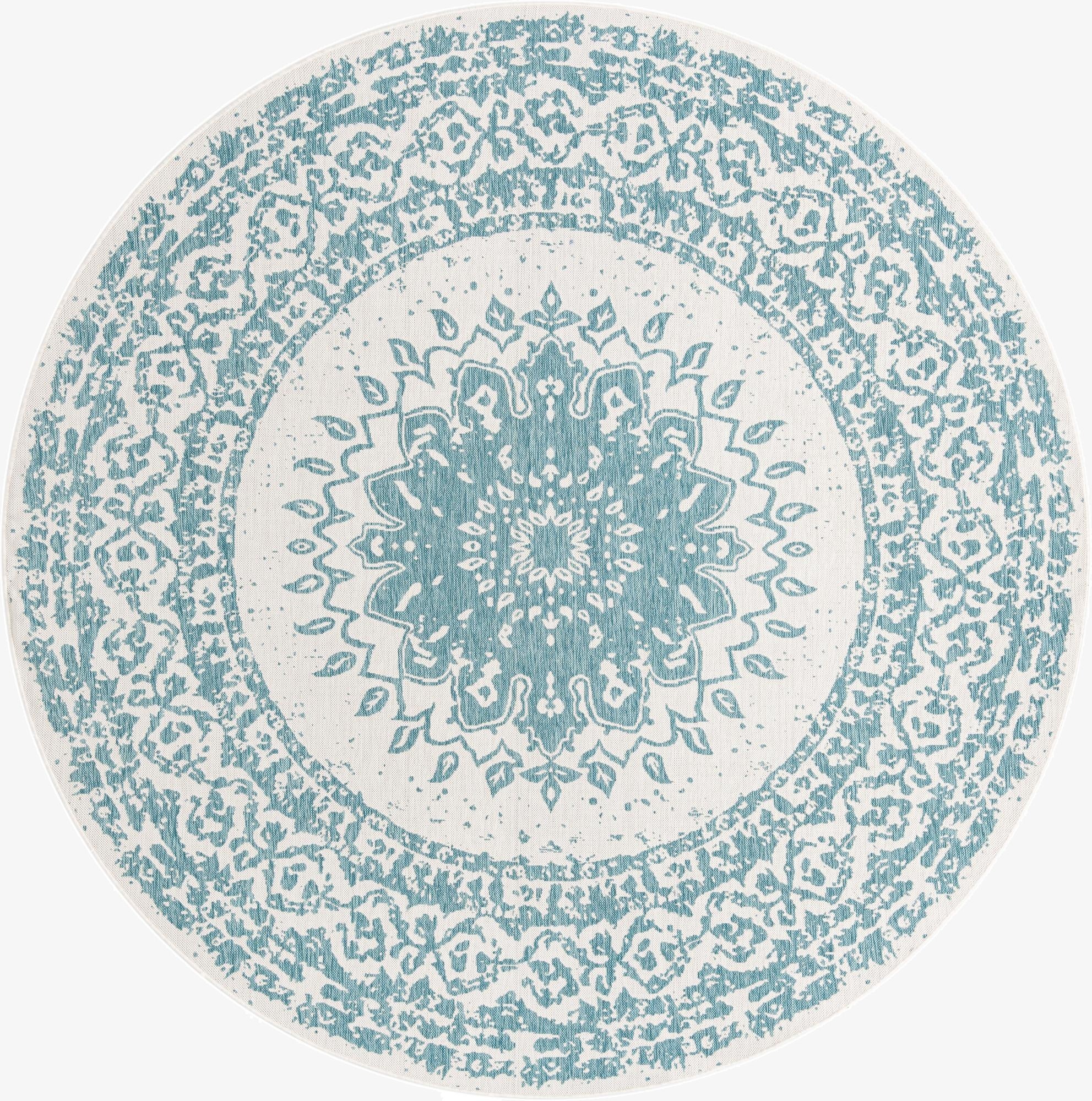 10' x 10'  Washable Traditional Indoor / Outdoor Round Rug