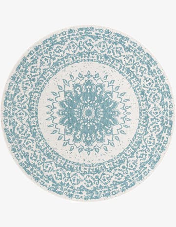 10' x 10' Easy-Clean Traditional Indoor / Outdoor Round Rug