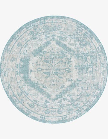 7' 10 x 7' 10 Easy-Clean Traditional Indoor / Outdoor Round Rug