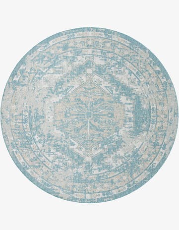 10' x 10' Easy-Clean Traditional Indoor / Outdoor Round Rug