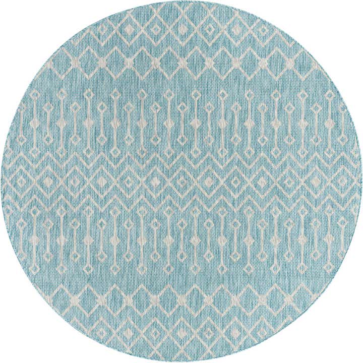 7' 10 x 7' 10 Easy-Clean Trellis Indoor / Outdoor Round Rug