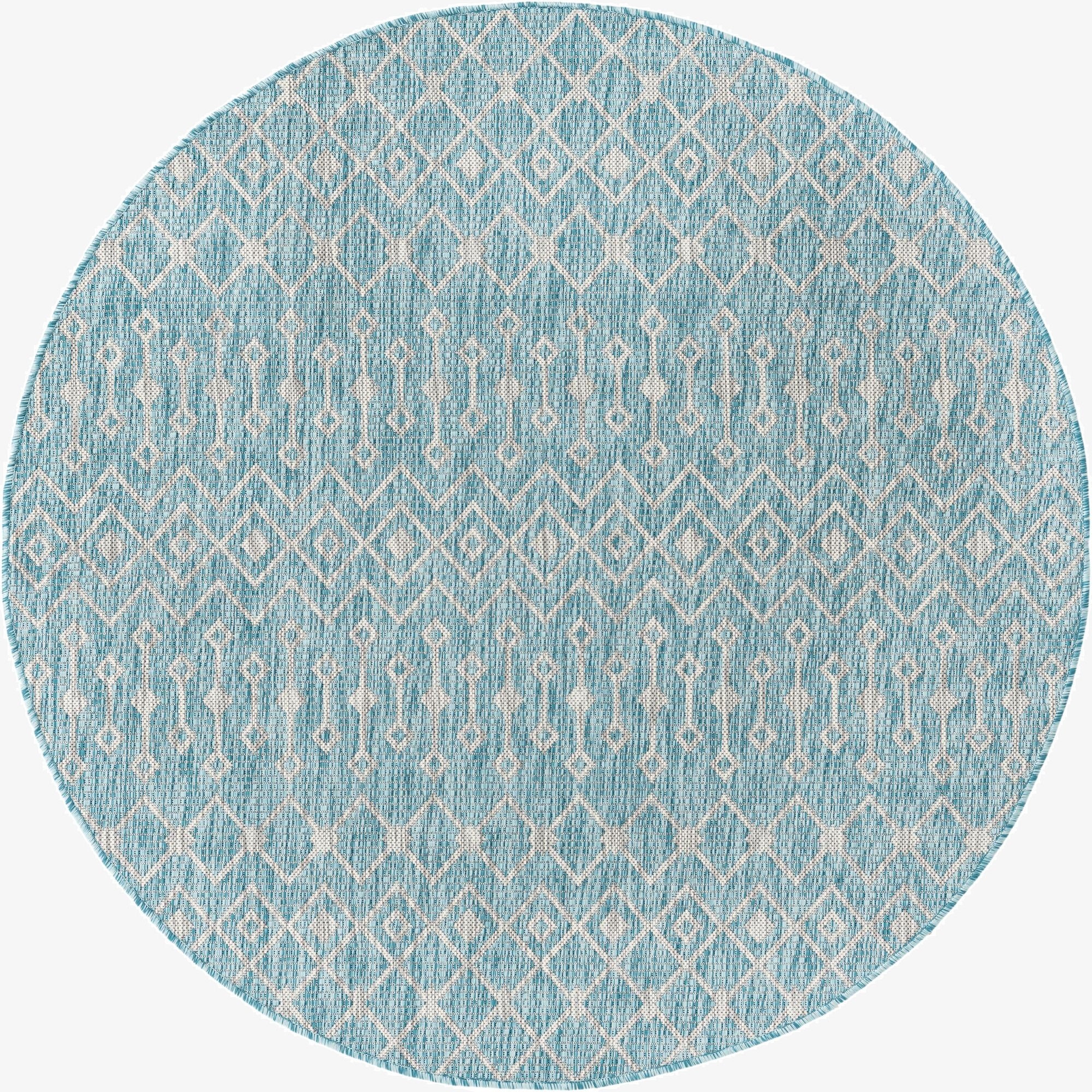 5' 3 x 5' 3  Washable Trellis Indoor / Outdoor Round Rug