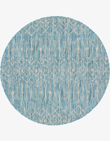 Aqua Easy-Clean Trellis Indoor / Outdoor Round Rug