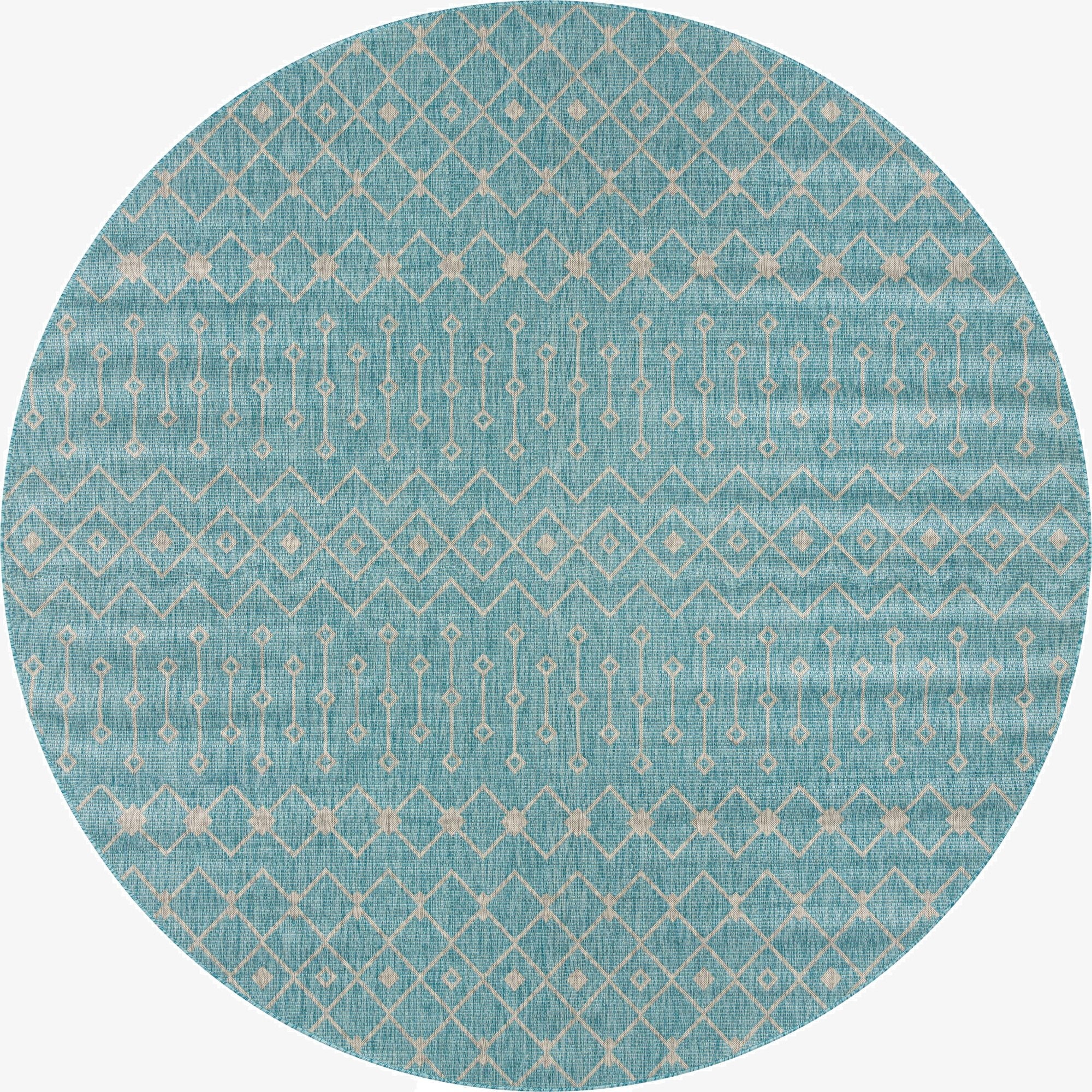 10' 8 x 10' 8  Washable Trellis Indoor / Outdoor Round Rug