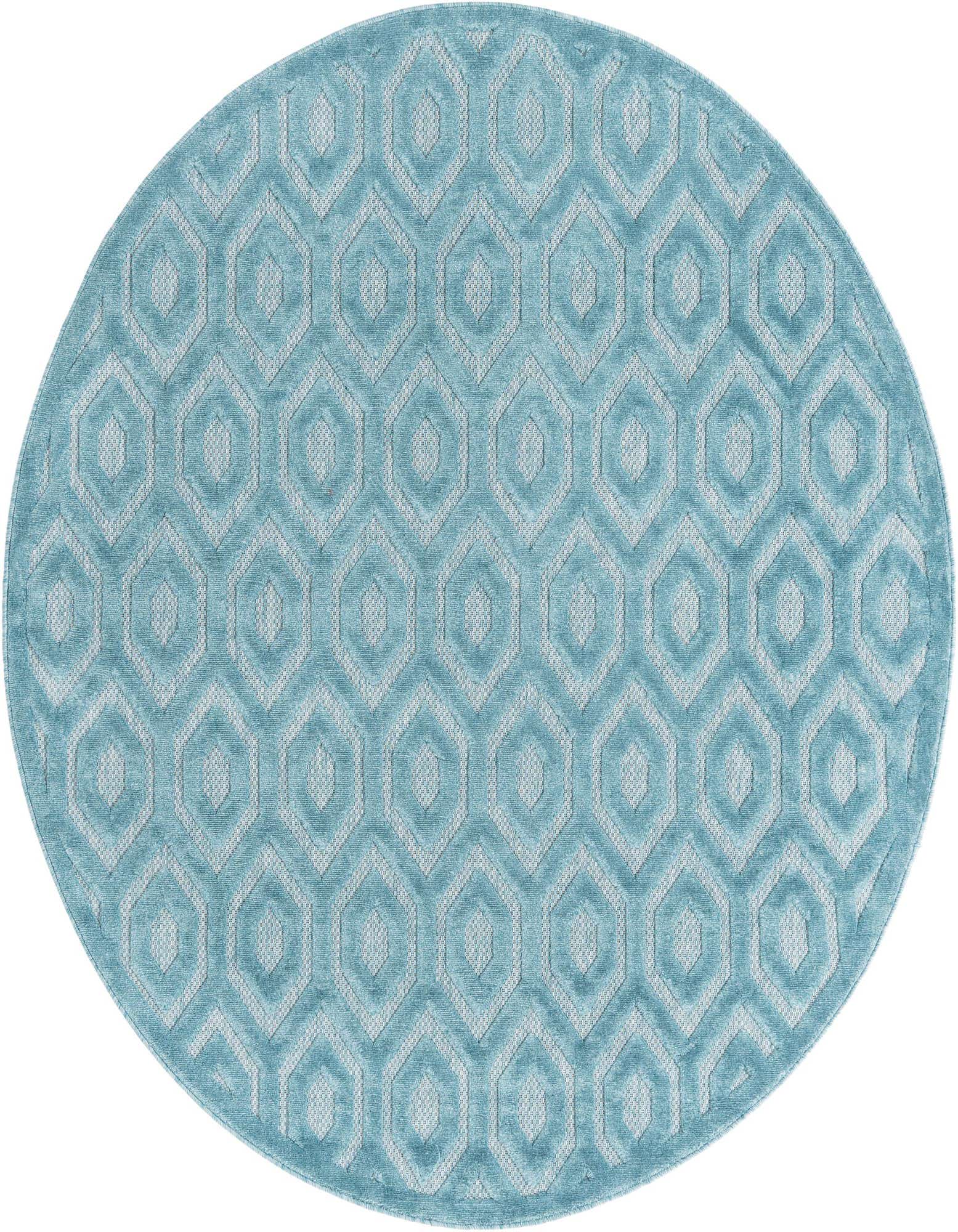 7' x 7' Easy-Clean Trellis Textured Indoor / Outdoor Round Rug