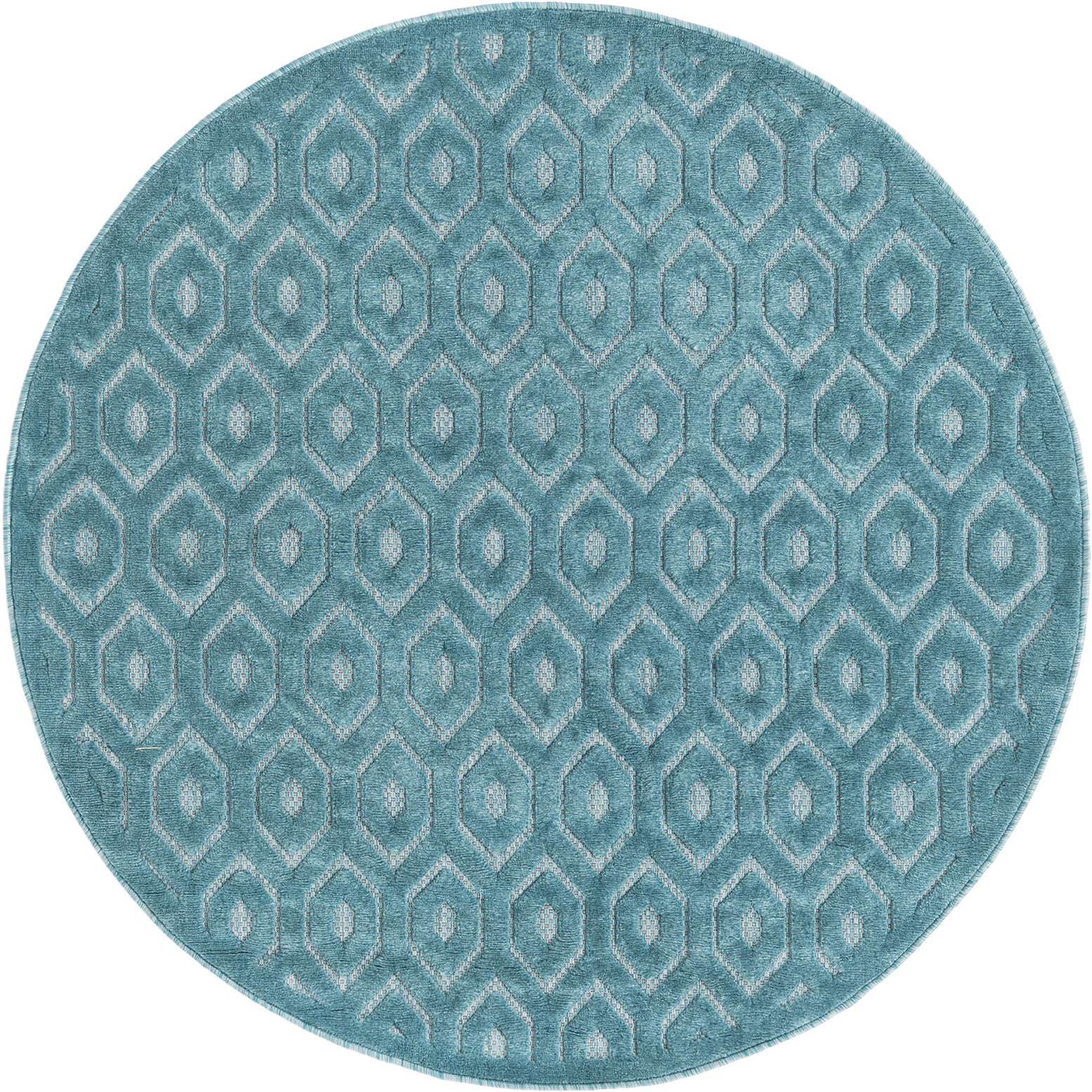 5' 3 x 5' 3 Easy-Clean Trellis Textured Indoor / Outdoor Round Rug