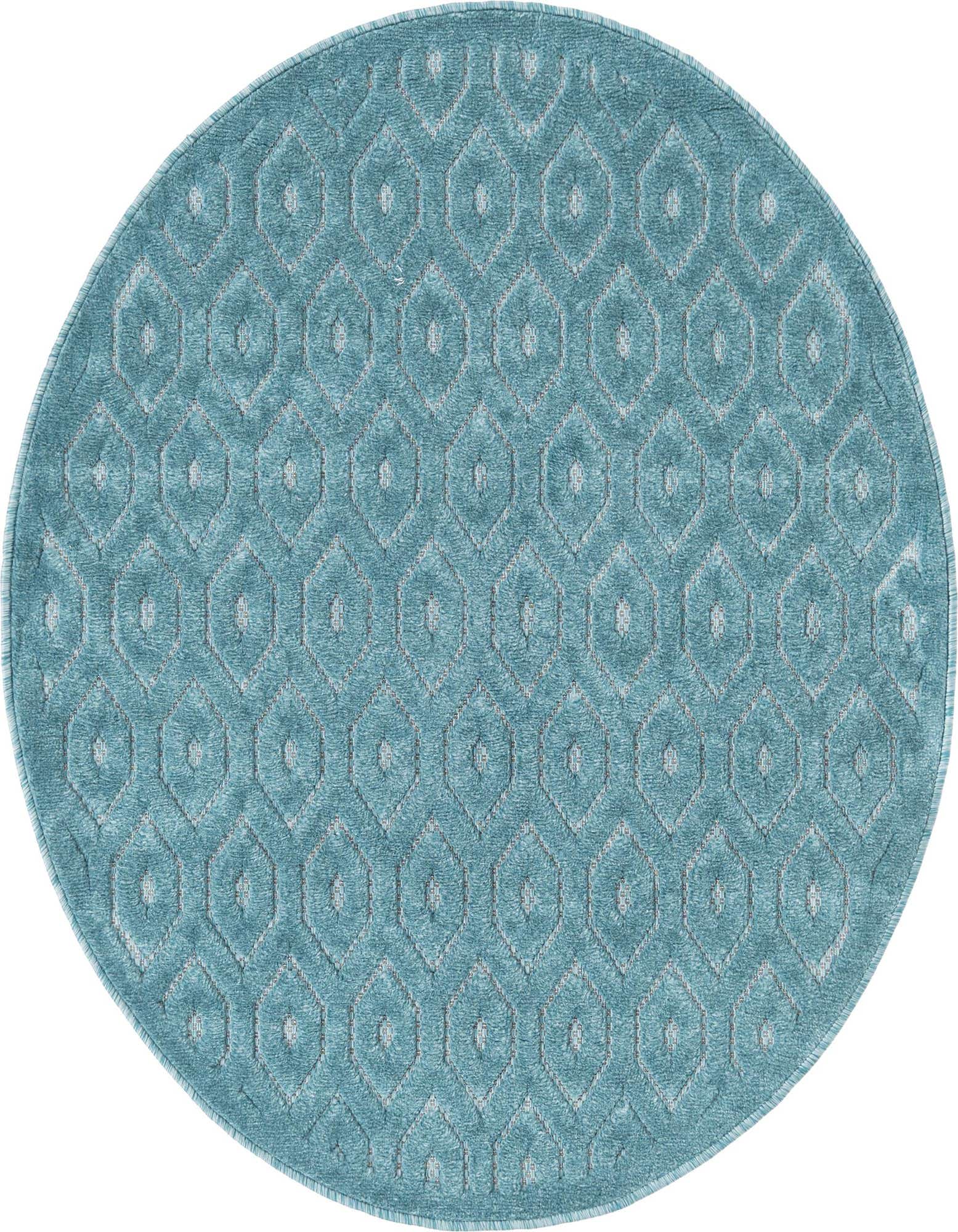 4' x 4' Easy-Clean Trellis Textured Indoor / Outdoor Round Rug