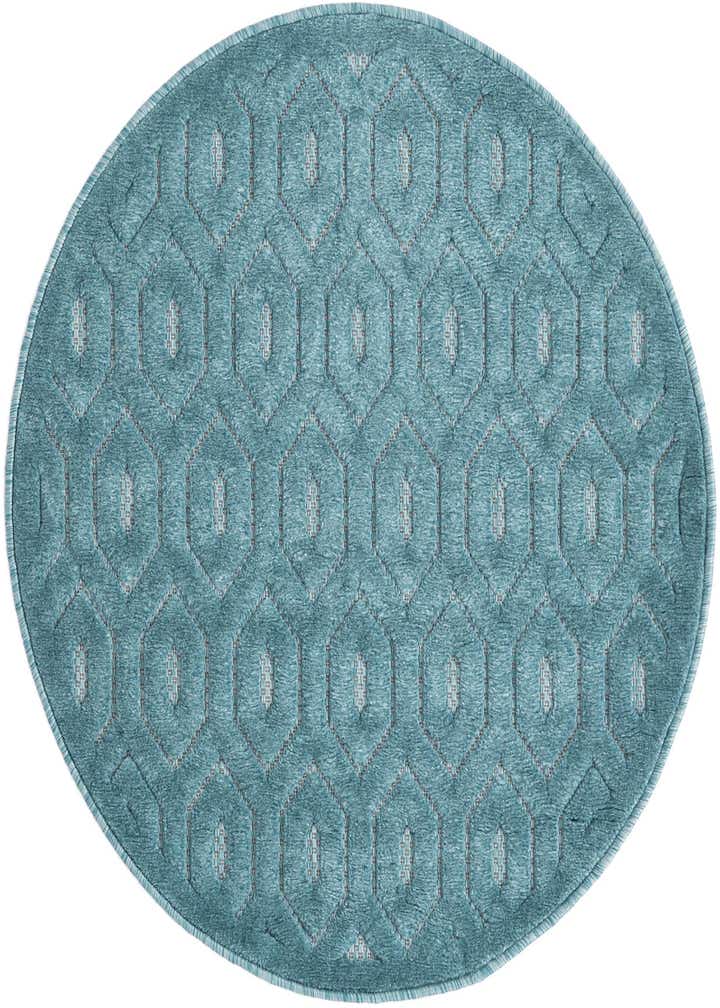 3' x 3' Easy-Clean Trellis Textured Indoor / Outdoor Round Rug