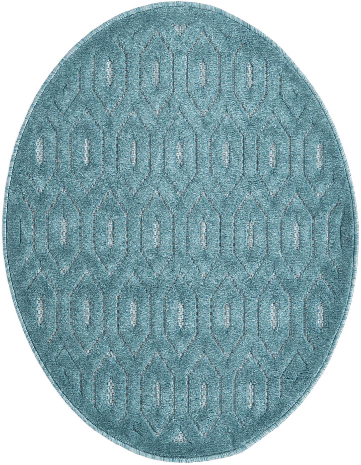 3' x 3' Easy-Clean Trellis Textured Indoor / Outdoor Round Rug