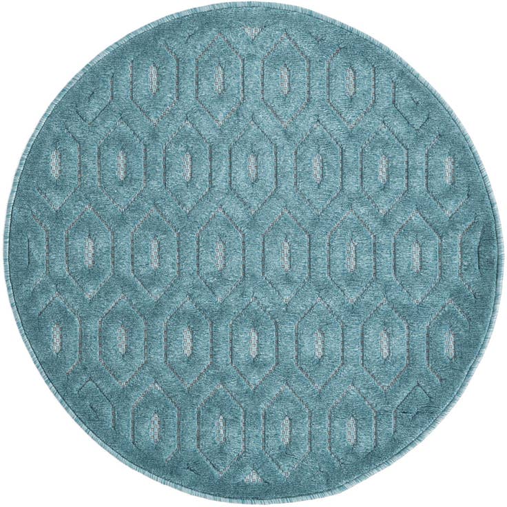 Detail image of 3' x 3' Easy-Clean Trellis Textured Indoor / Outdoor Round Rug