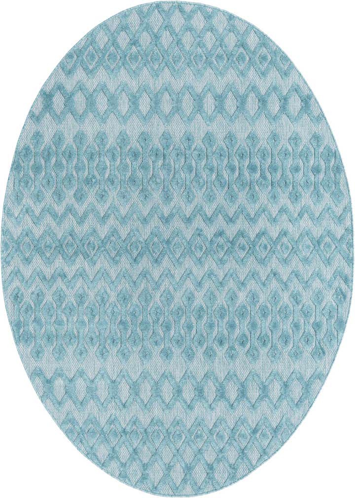 7' x 7' Easy-Clean Trellis Textured Indoor / Outdoor Round Rug