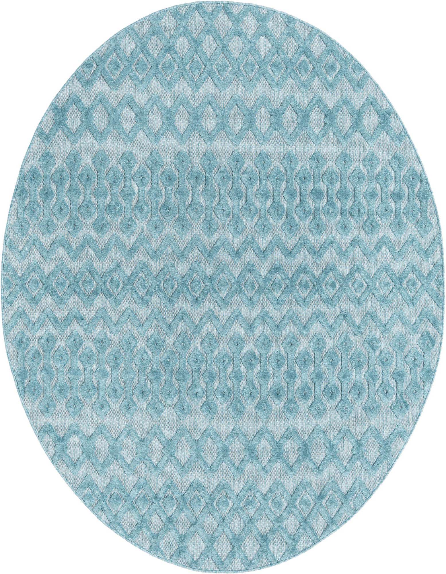 7' x 7' Easy-Clean Trellis Textured Indoor / Outdoor Round Rug