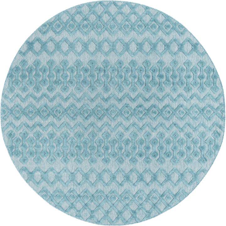 7' x 7' Easy-Clean Trellis Textured Indoor / Outdoor Round Rug