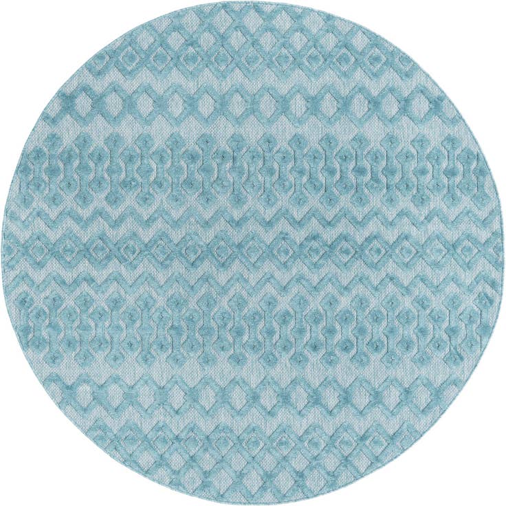 Detail image of 7' x 7' Easy-Clean Trellis Textured Indoor / Outdoor Round Rug