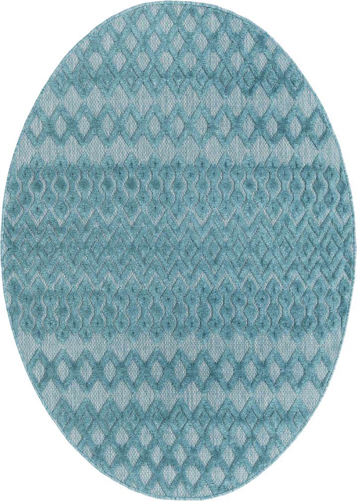 5' 3 x 5' 3 Easy-Clean Trellis Textured Indoor / Outdoor Round Rug