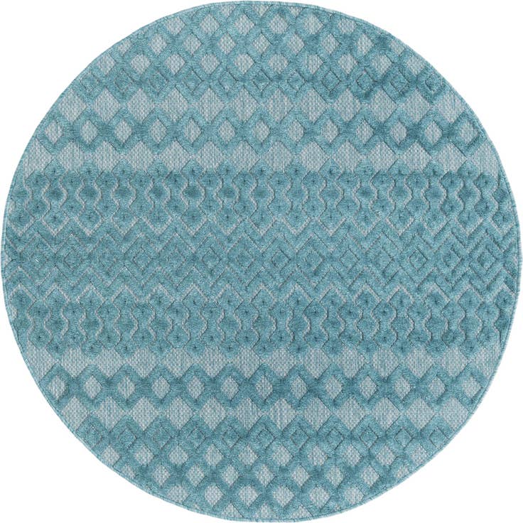 Detail image of 5' 3 x 5' 3 Easy-Clean Trellis Textured Indoor / Outdoor Round Rug