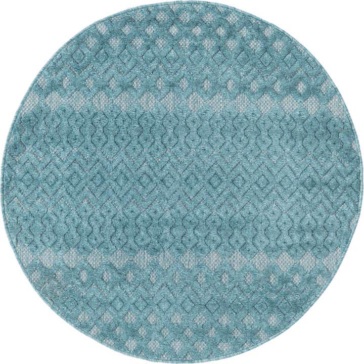 4' x 4' Easy-Clean Trellis Textured Indoor / Outdoor Round Rug