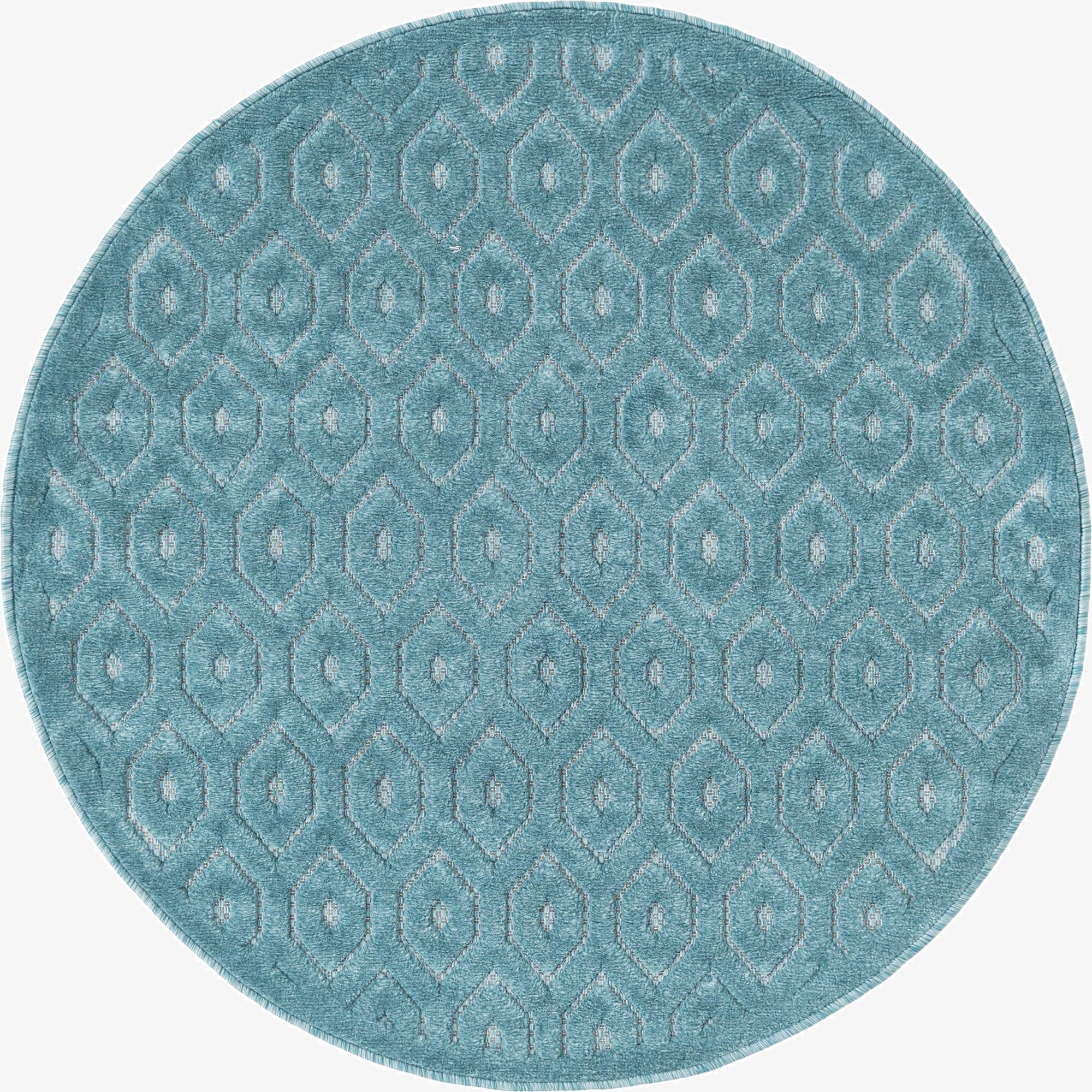 4' x 4'  Washable Trellis Textured Indoor / Outdoor Round Rug